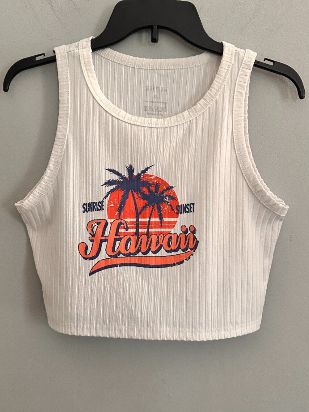 SHEIN Hawaii Graphic Ribbed Crop Tank Top Teen XL